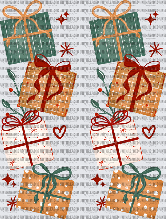 Stacked Christmas Gift Boxes Holiday Presents Boho Design