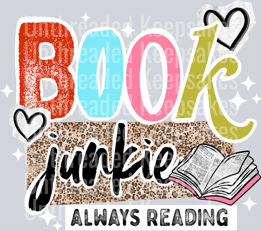 Book Junkie WhiteDTF Transfer
