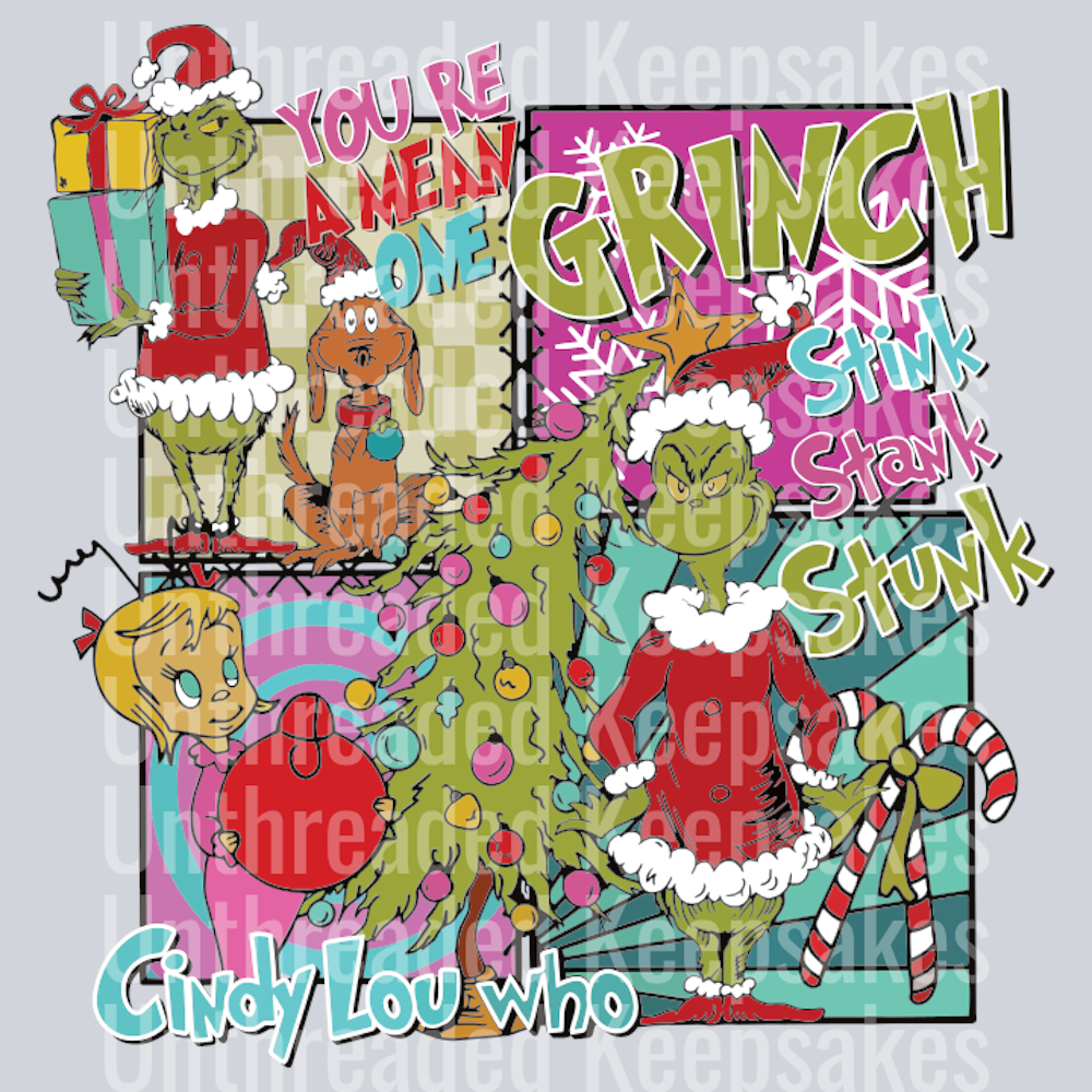 Retro Grinch Stink Stank Stunk DTF Transfer