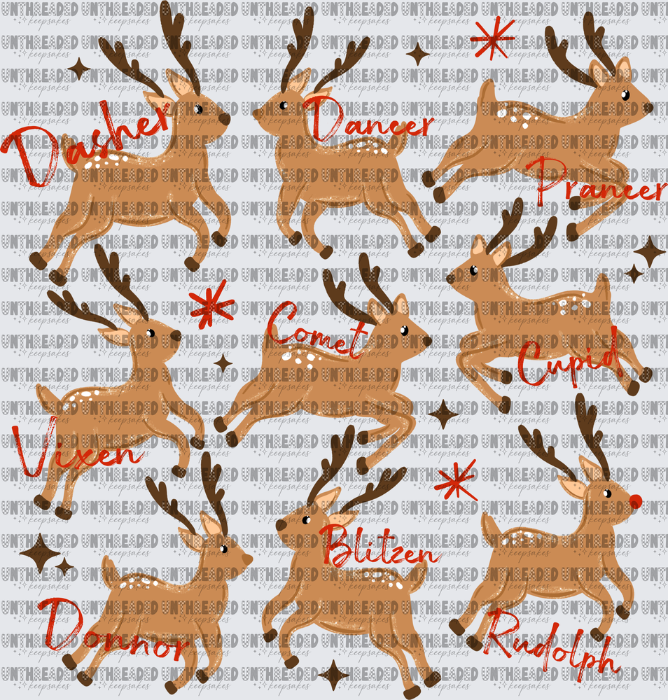 All 9 Santa's Reindeer Named Dasher Dancer Prancer Comet Cupid Vixen Blitzen Donner Rudolph