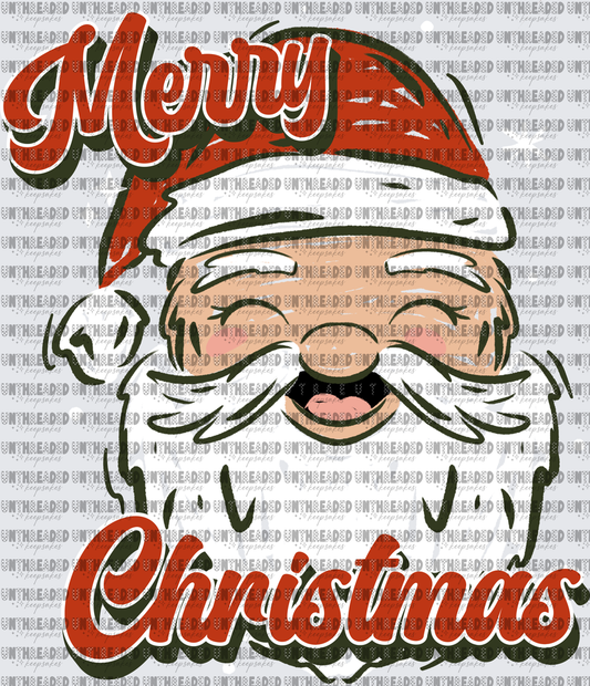 Merry Christmas Jolly Santa Claus Laughing Retro Script