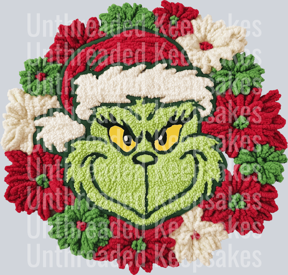Grinch Xmas Wreath DTF Transfer