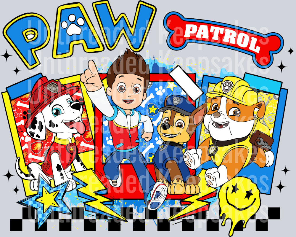 Paw Patrol Polaroids DTF Transfer