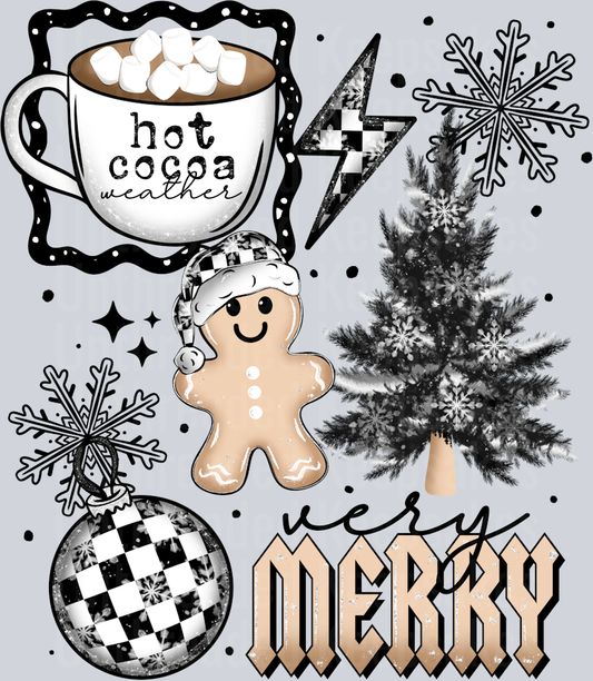 Very_Merry_Checker🖤 DTF Transfer – Ready to Press! 🖤