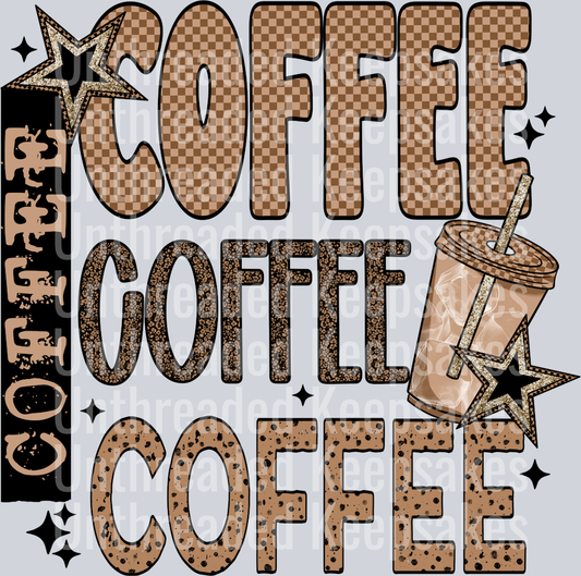 Coffee_Repeated_Iced DTF Transfer