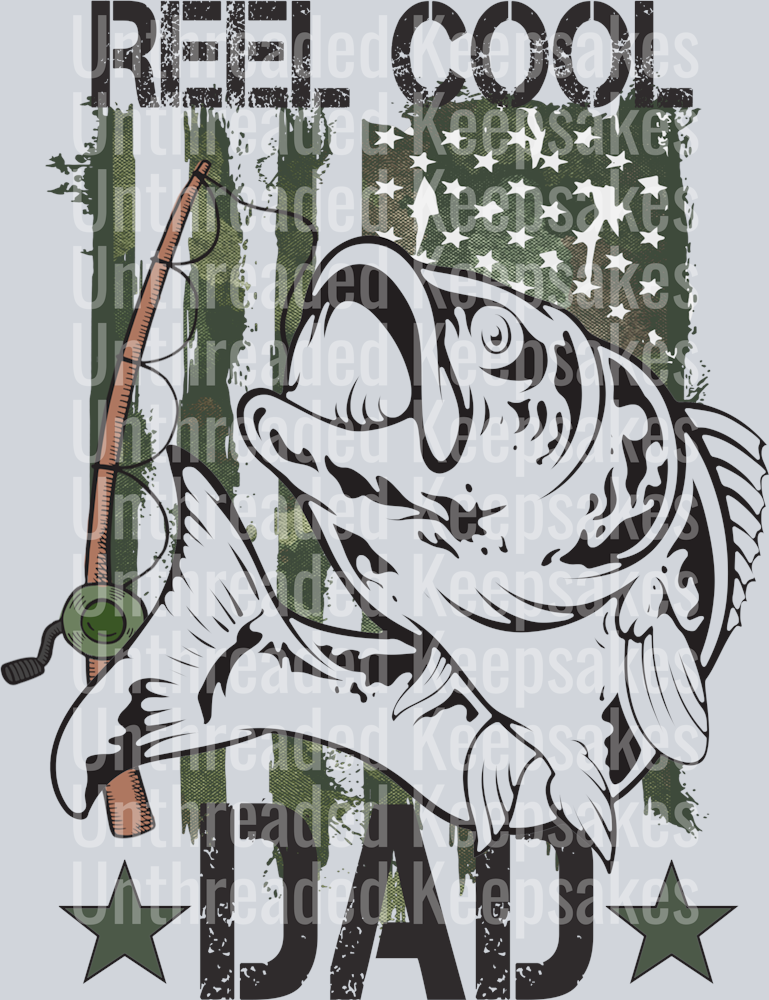 Reel Cool Dad Fishing Flag DTF Transfer