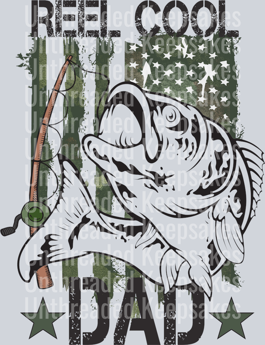 Reel Cool Dad Fishing Flag DTF Transfer