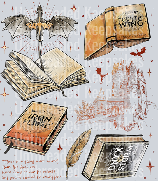 Fourth Wing Books Art DTF Transfer