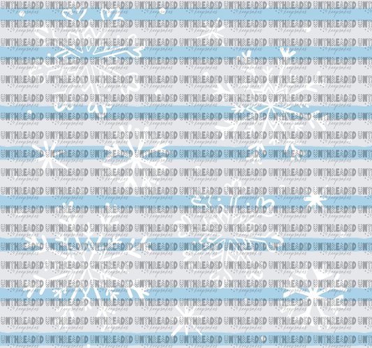 Light Blue Stripe Snowflake Winter Pattern