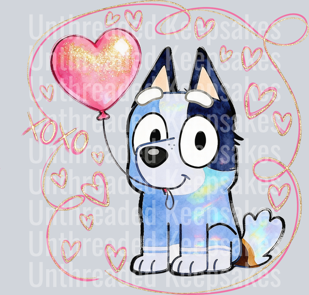 Blue Heart DTF Transfer