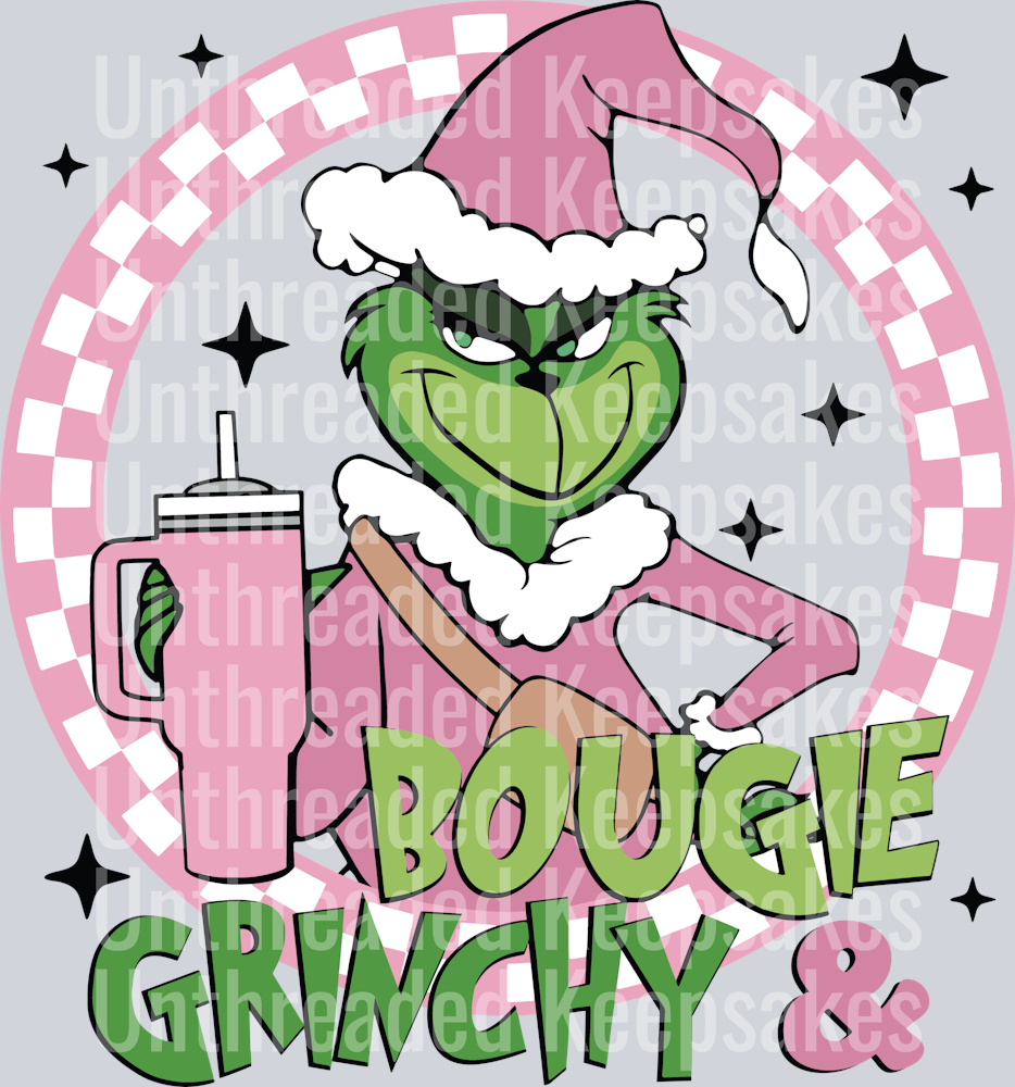 Pink Bougie and Grinchy Stanley DTF Transfer