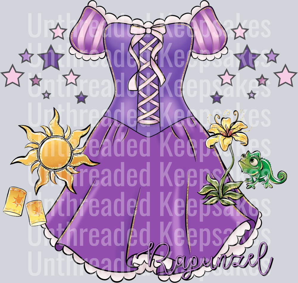 Rapunzel short dressDTF Transfer