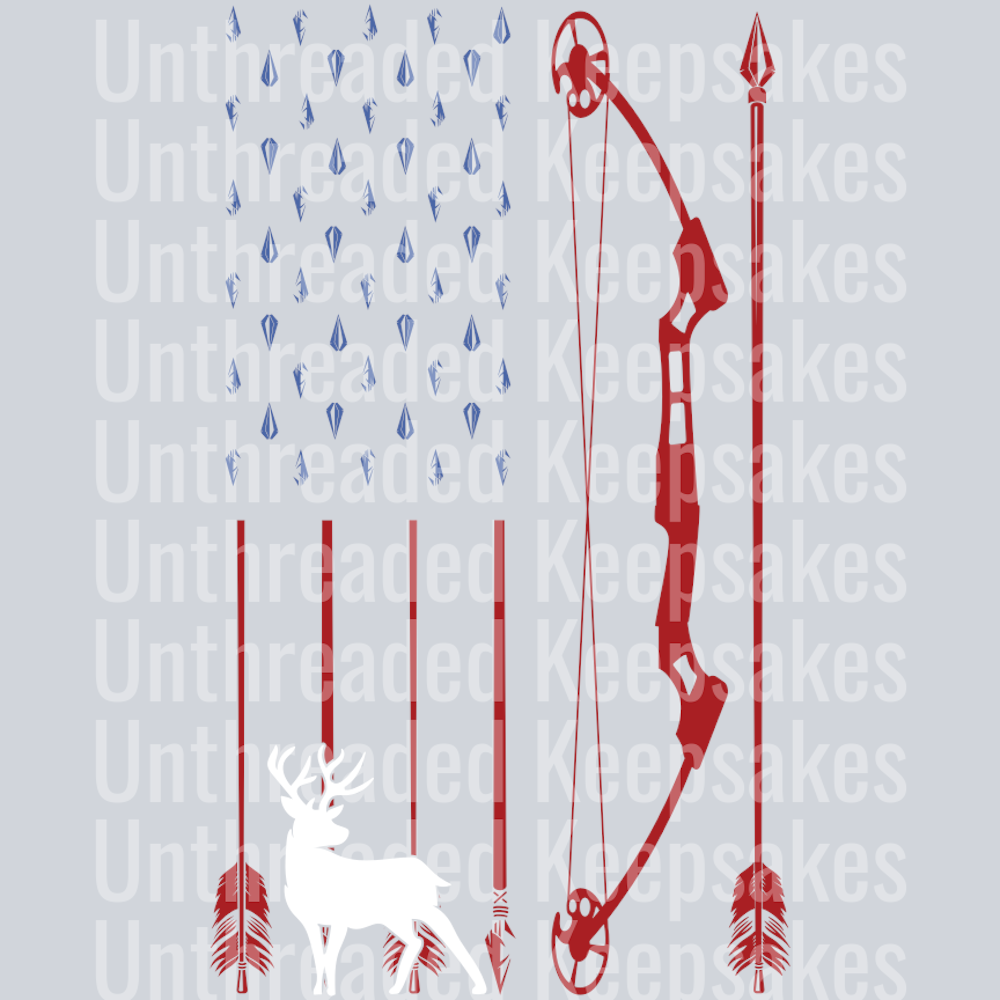 White American Flag Hunting Bow DTF Transfer