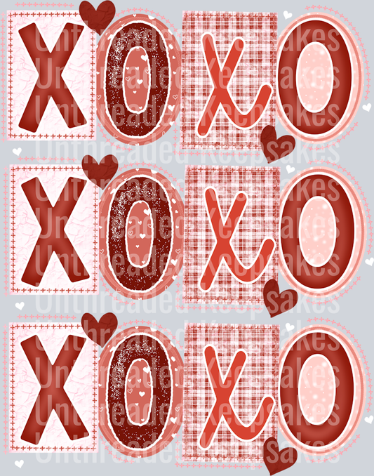 Xoxo_Mixed_Fonts_Stacked DTF Transfer