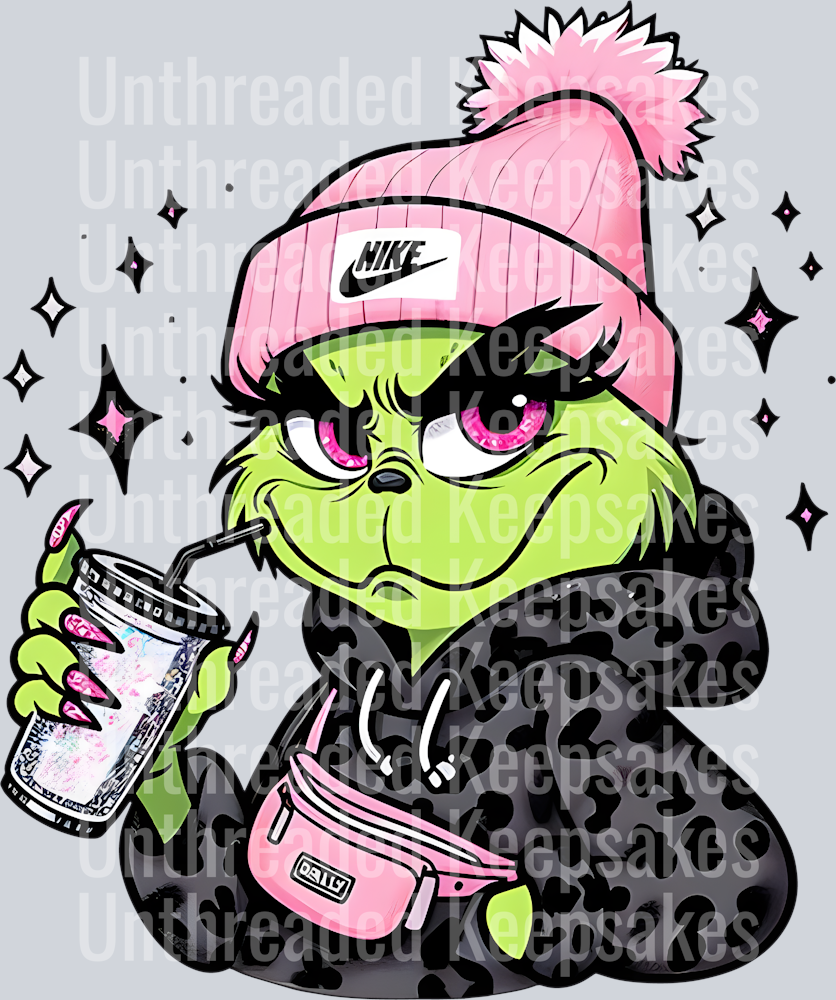 Cute Girl Grinch Nike Hat DTF Transfer