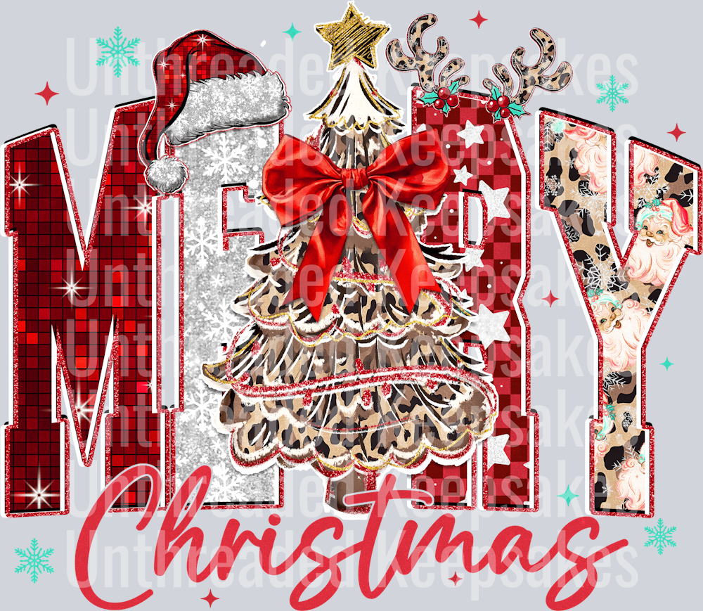 MERRY CHRISTMAS RED AND GOLD DTF TRANSFER