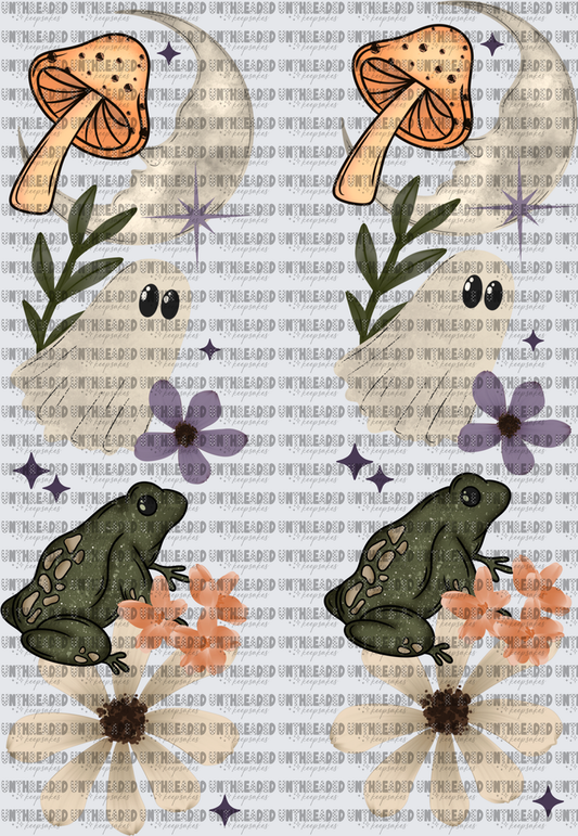 Cottagecore Halloween Mushroom Moon Ghost Frog Floral Set