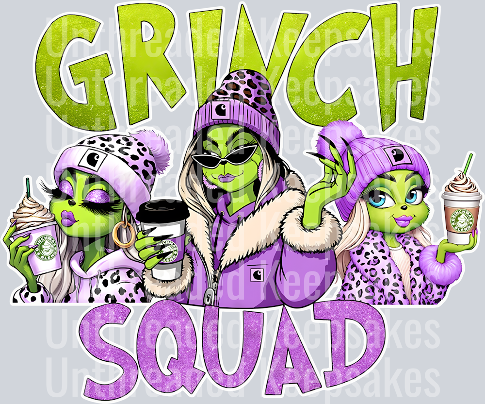 Boujee Leopard Purple Grinch Squad DTF Transfer