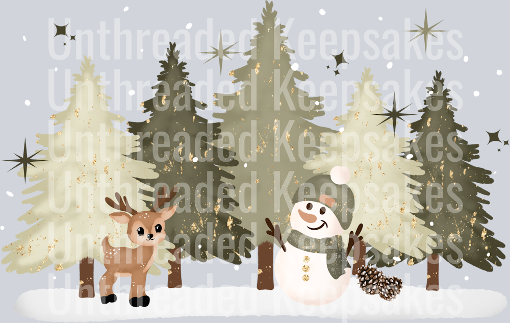 green tree snowmanDTF Transfer