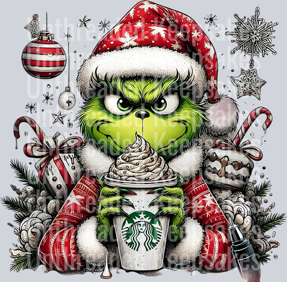 Grinch Coffee DTF Transfer
