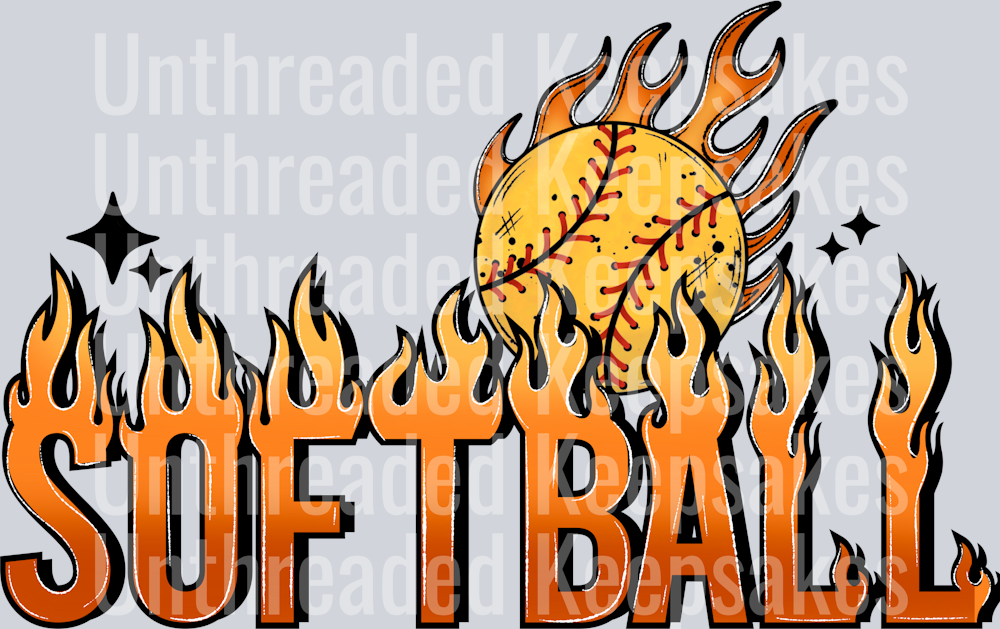Softball Flame DTF Transfer