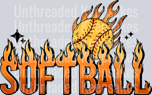 Softball Flame DTF Transfer