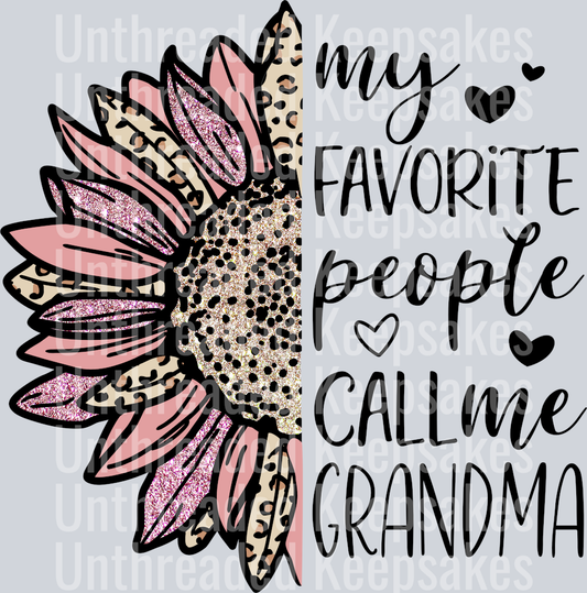Grandmasunflowerleopardpink DTF Transfer