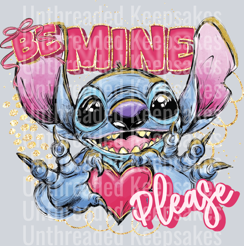 Be Mine Please Stitch DTF Transfer