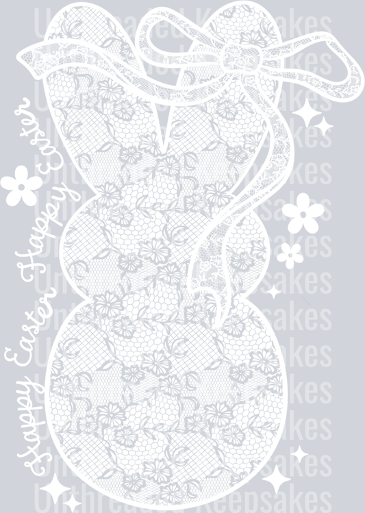 Happy_Easter_White_Lace_  DTF Transfer