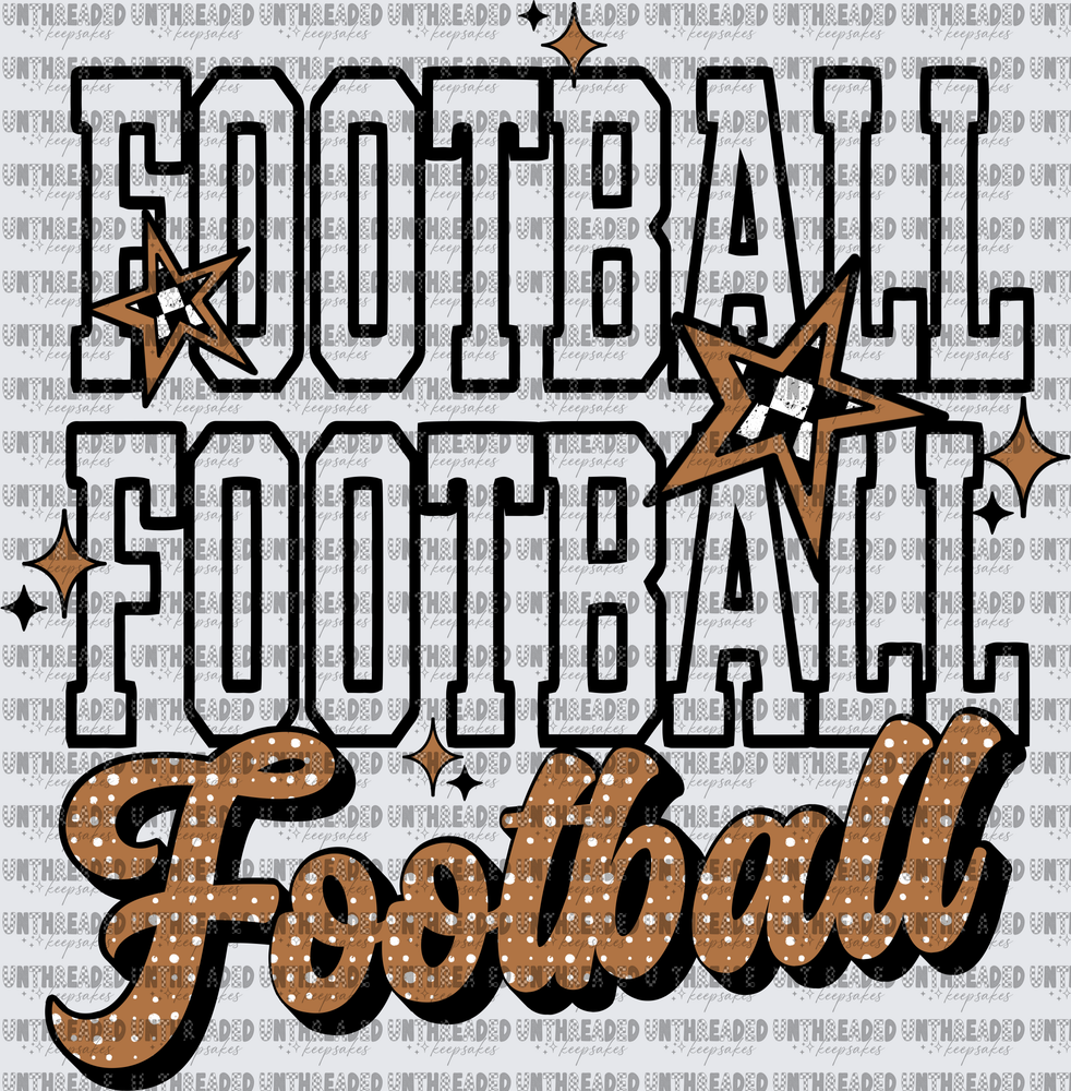 Football Football Football Stacked Text with Stars