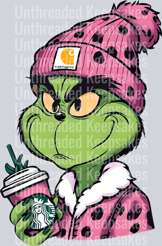 Pink Grinch Boujee Christmas DTF Transfer