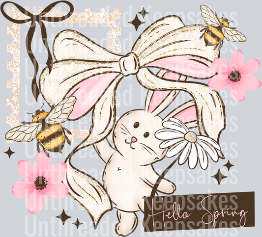 Hello_Spring_Bunny_Bow DTF Transfer