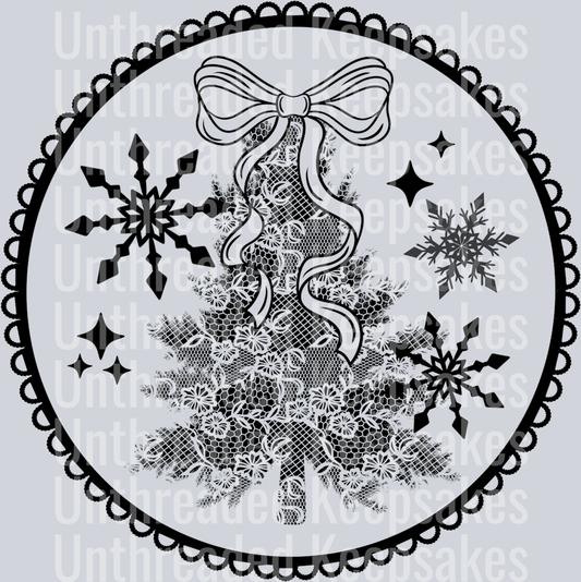 Lace_Tree_Circle_Single_Color_Black_DTF Transfer
