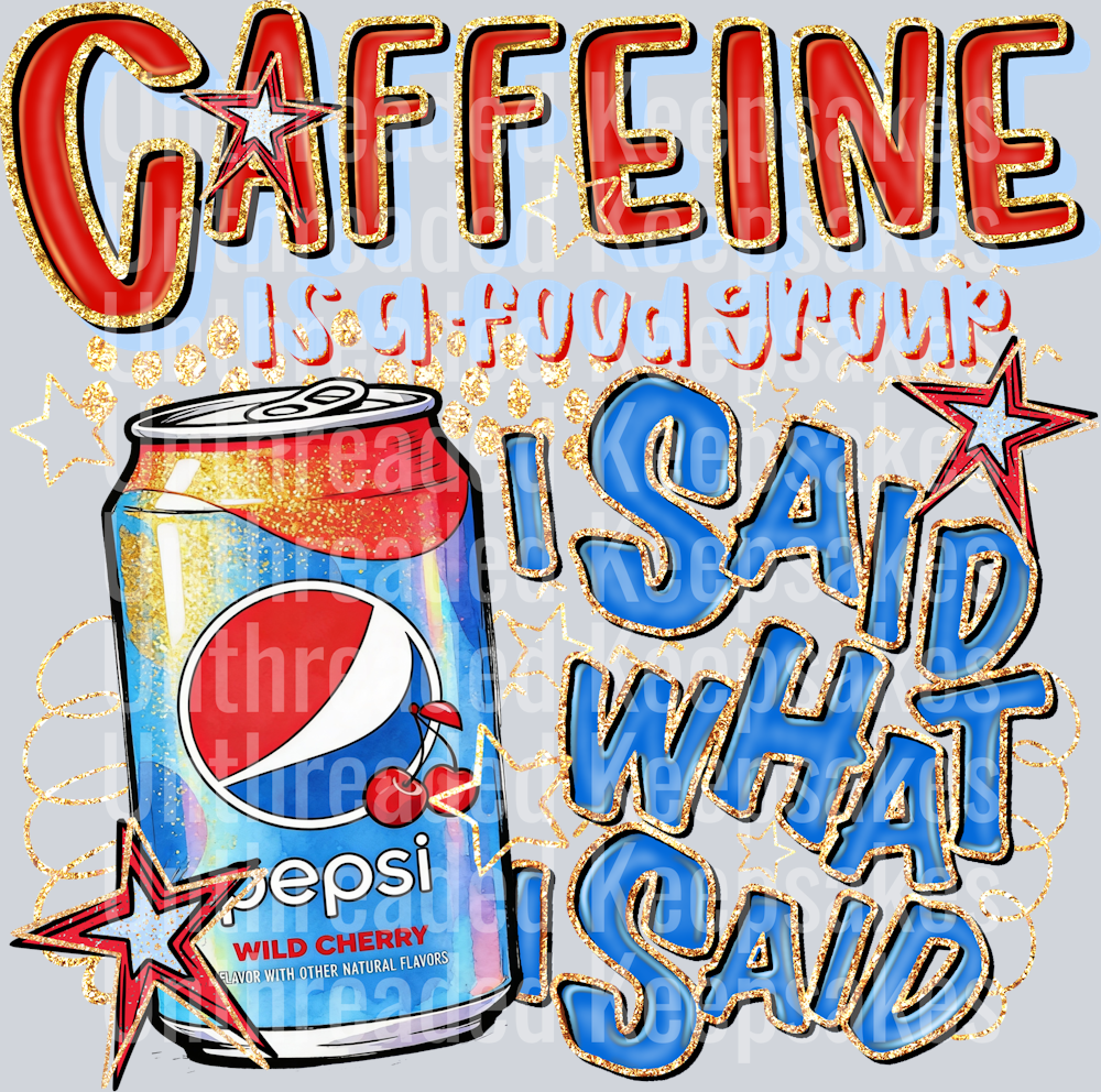 Caffeine Wild Cherry Pepsi DTF Transfer