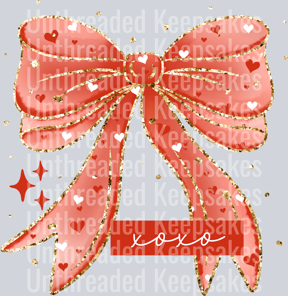 xoxo heart bow DTF Transfer