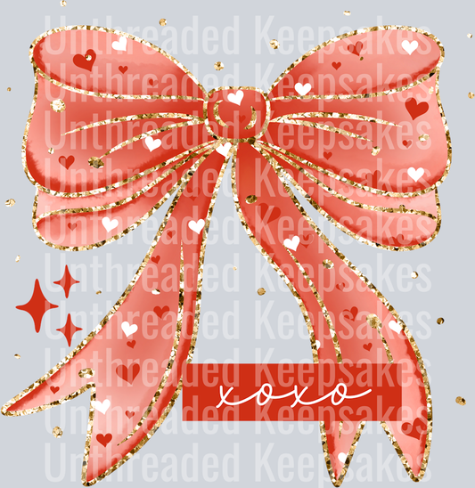 xoxo heart bow DTF Transfer
