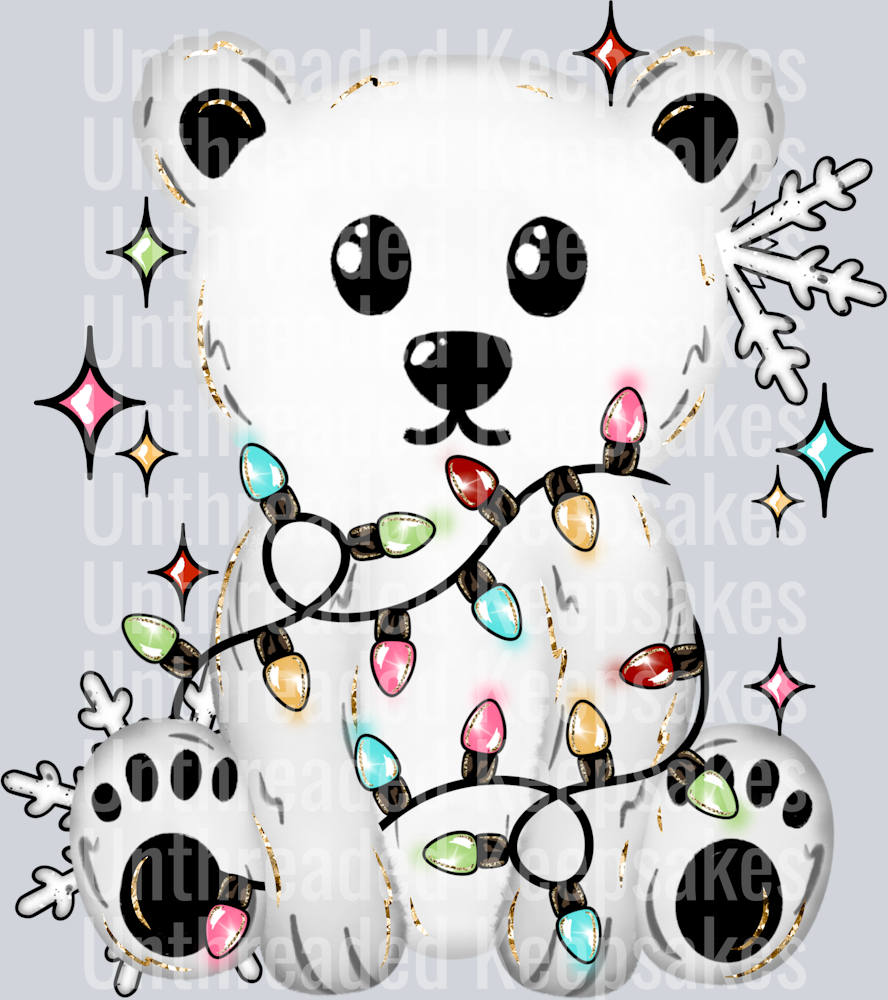 Polar_Bear_And_Christmas_Lights_ 2  DTF Transfer