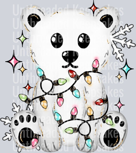 Polar_Bear_And_Christmas_Lights_ 2  DTF Transfer