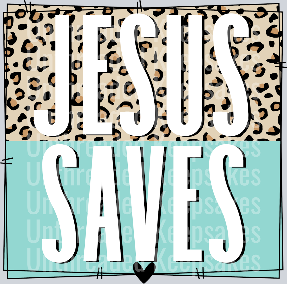 Jesus saves leopard frameDTF Transfer