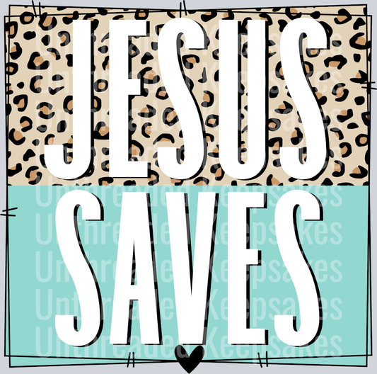 Jesus saves leopard frameDTF Transfer