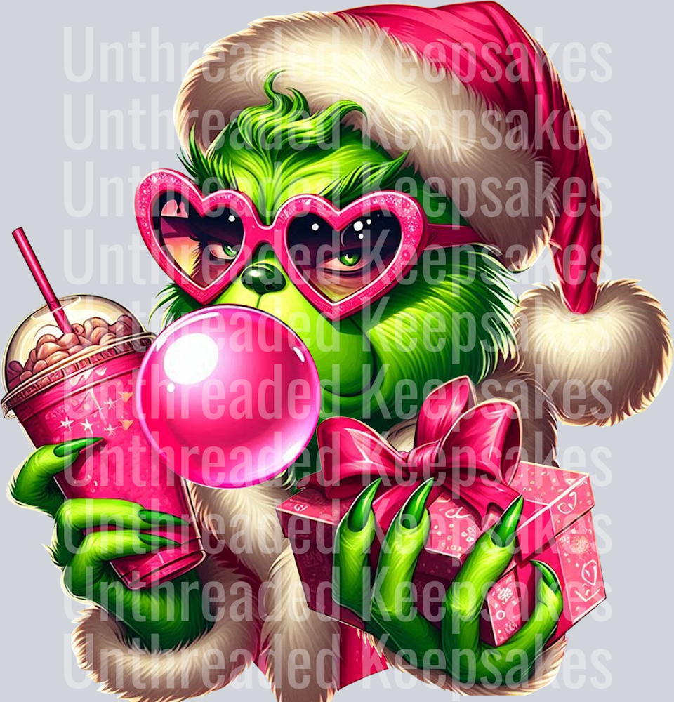 Grinch bubblegum DTF Transfer