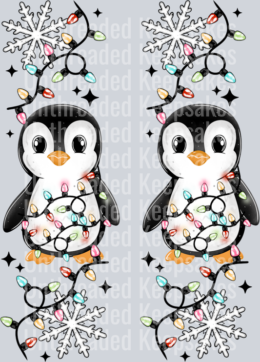 Penguins_And_Christmas_Lights_Sleeve  DTF Transfer