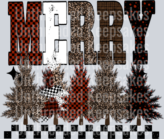 Merry_Patterned_TreesDTF Transfer
