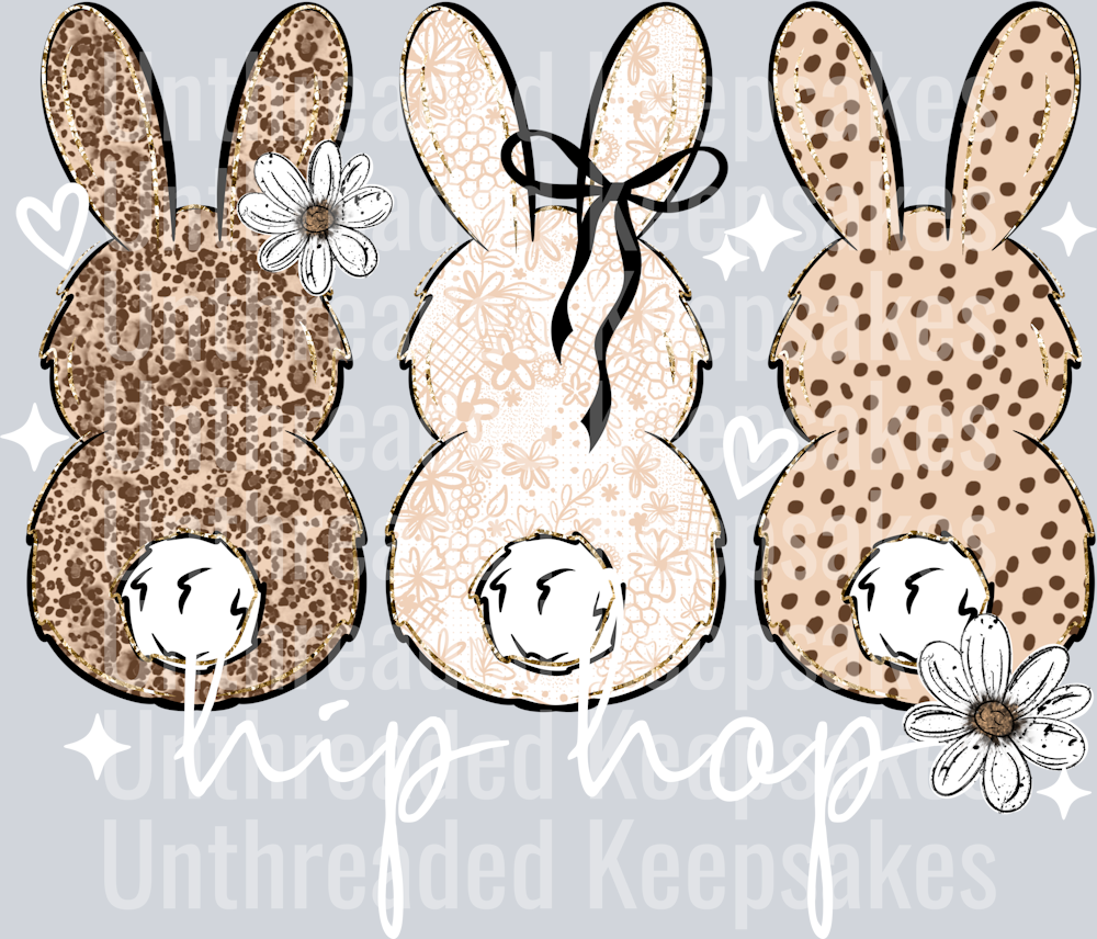 Hip hop bunnies whiteDTF Transfer