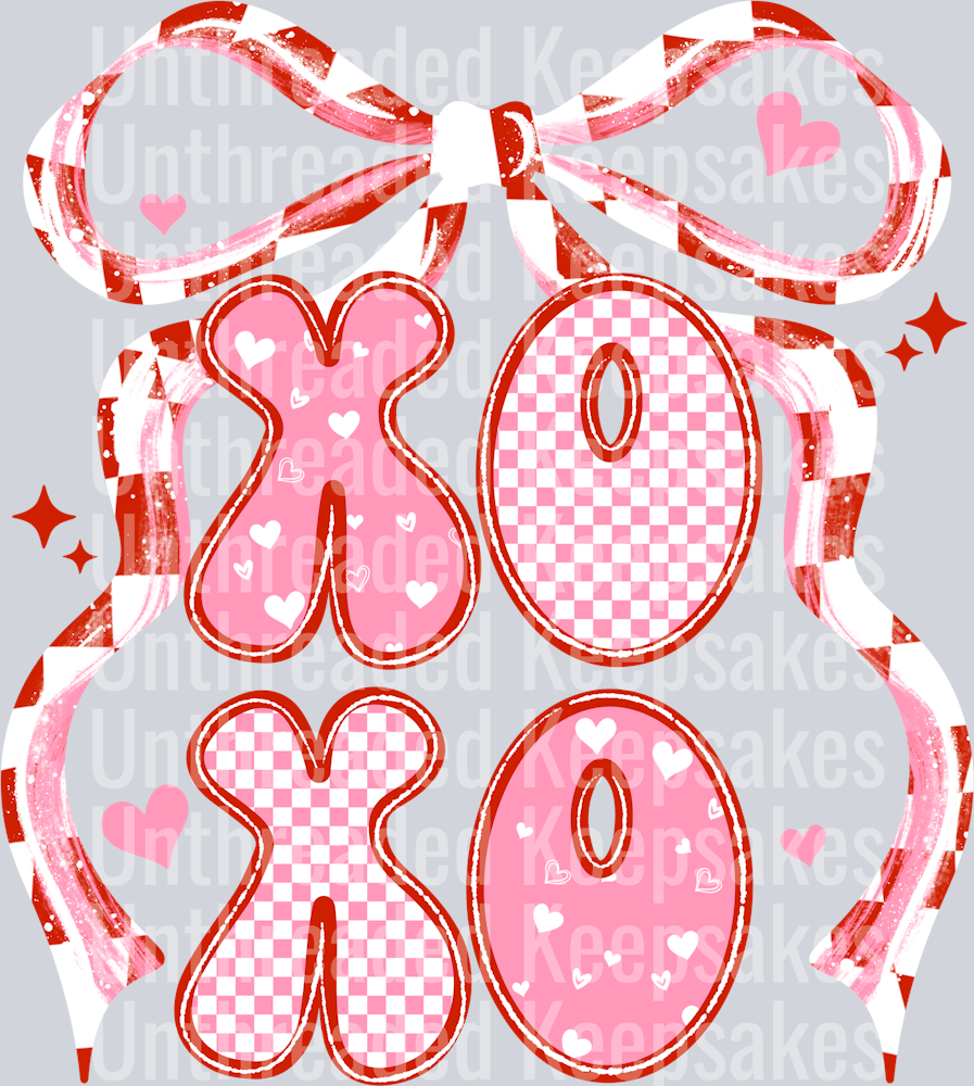 xoxo pink and red bow DTF Transfer