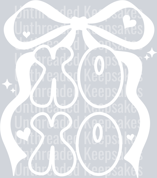 Xoxo single color bow white  DTF Transfer