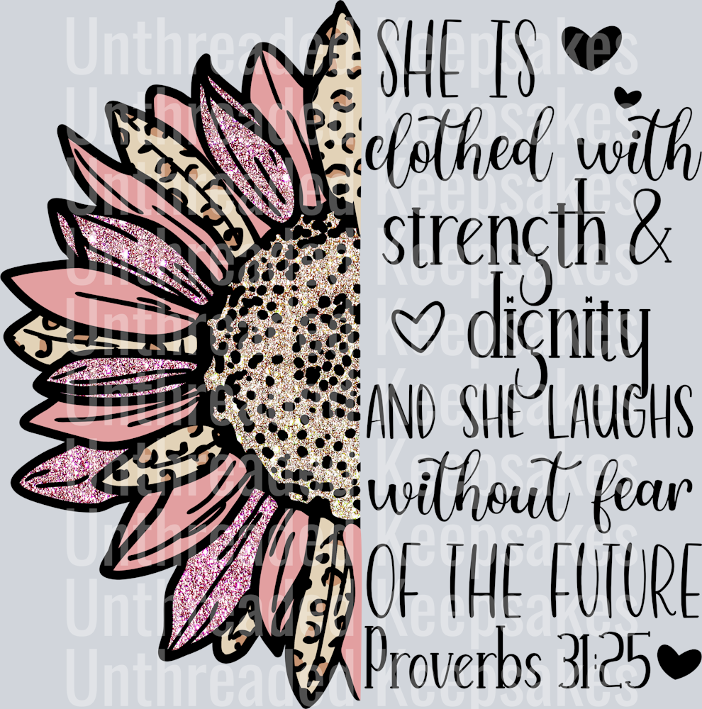 Proverbs sunflower leopard pinkDTF Transfer