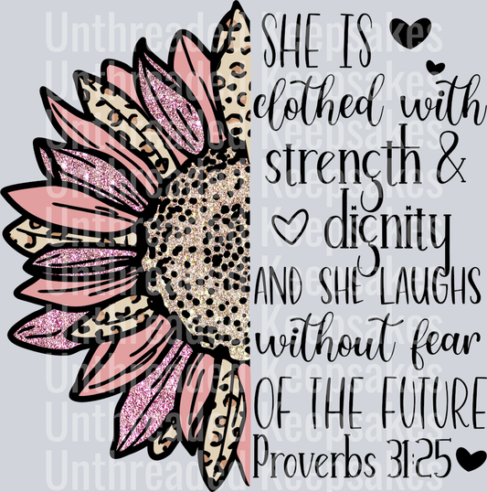Proverbs sunflower leopard pinkDTF Transfer