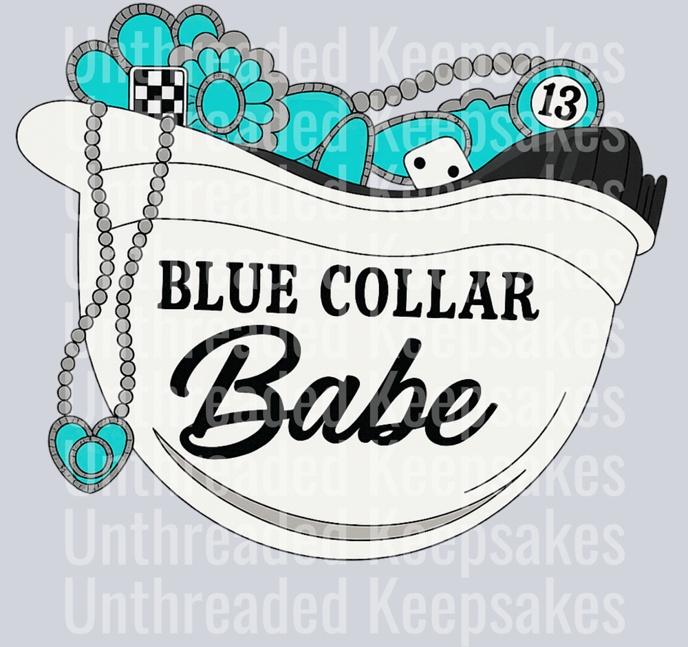 Blue collar, babe DTF TransferBlue collar, babe