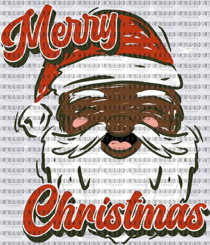Merry Christmas Black Santa Claus Retro Script Design